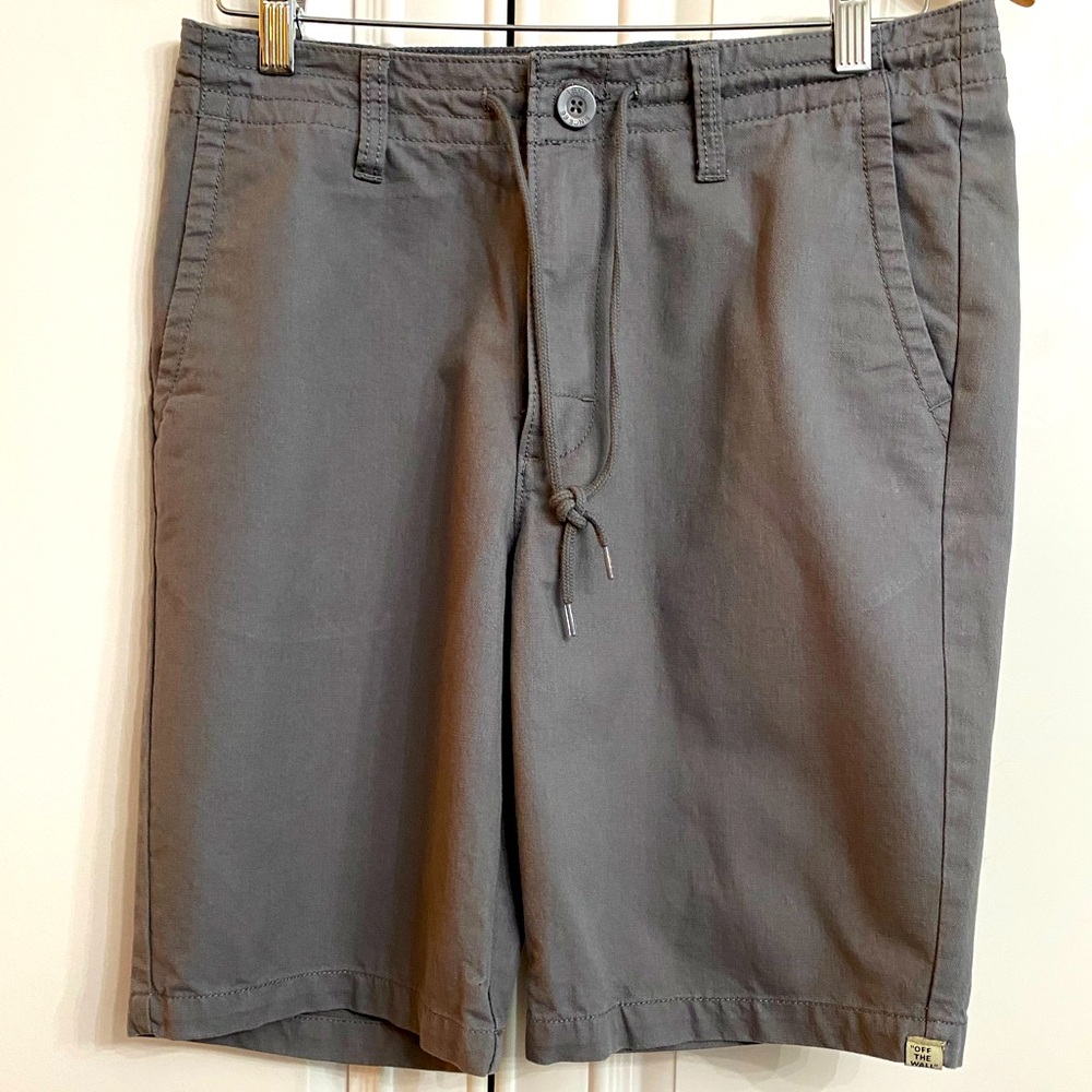 Vans Men’s Size 28 Grey Shorts 100% Cotton Zipper Button and Drawstring Closure
